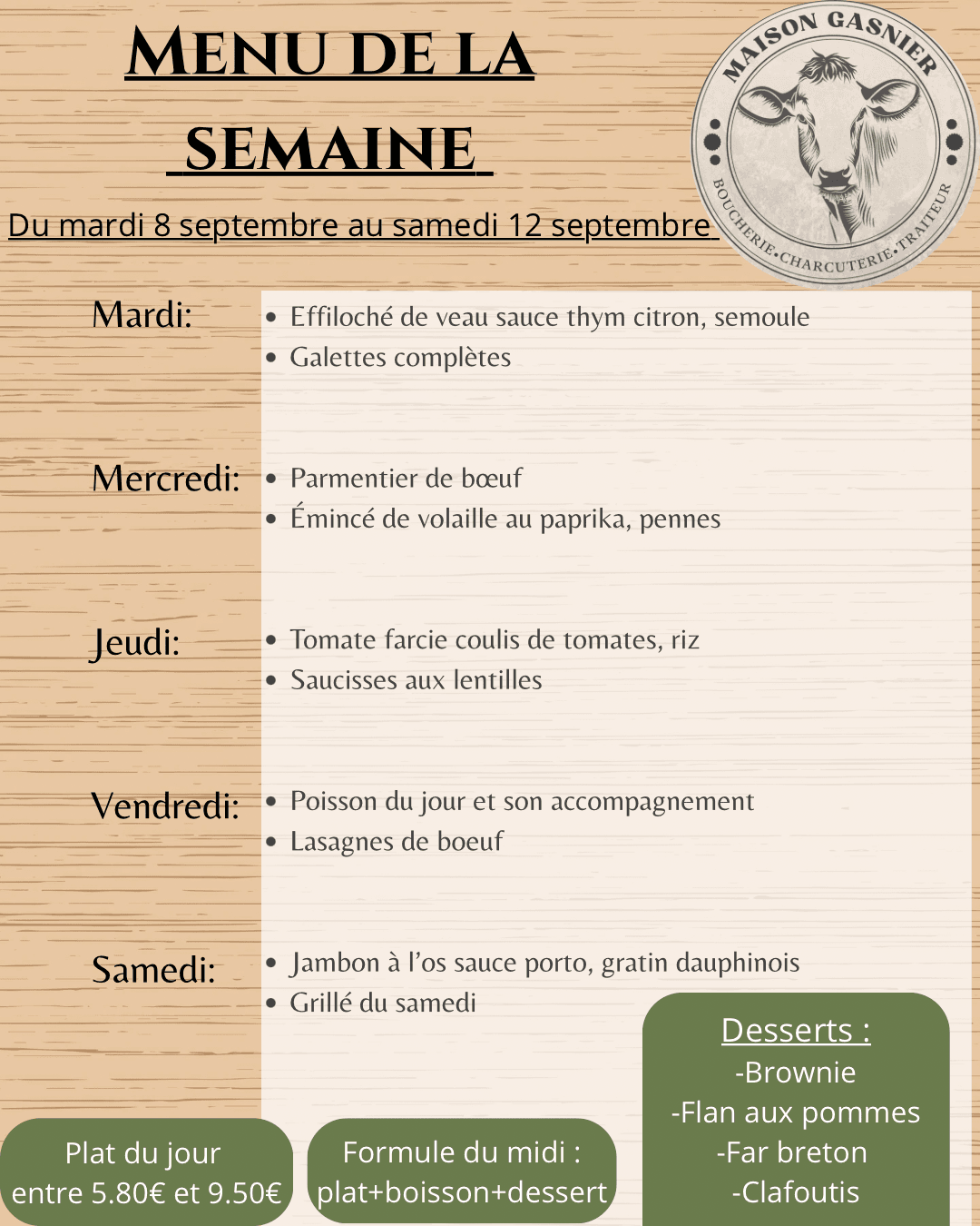 You are currently viewing Menu du mardi 8 septembre au samedi 12 septembre